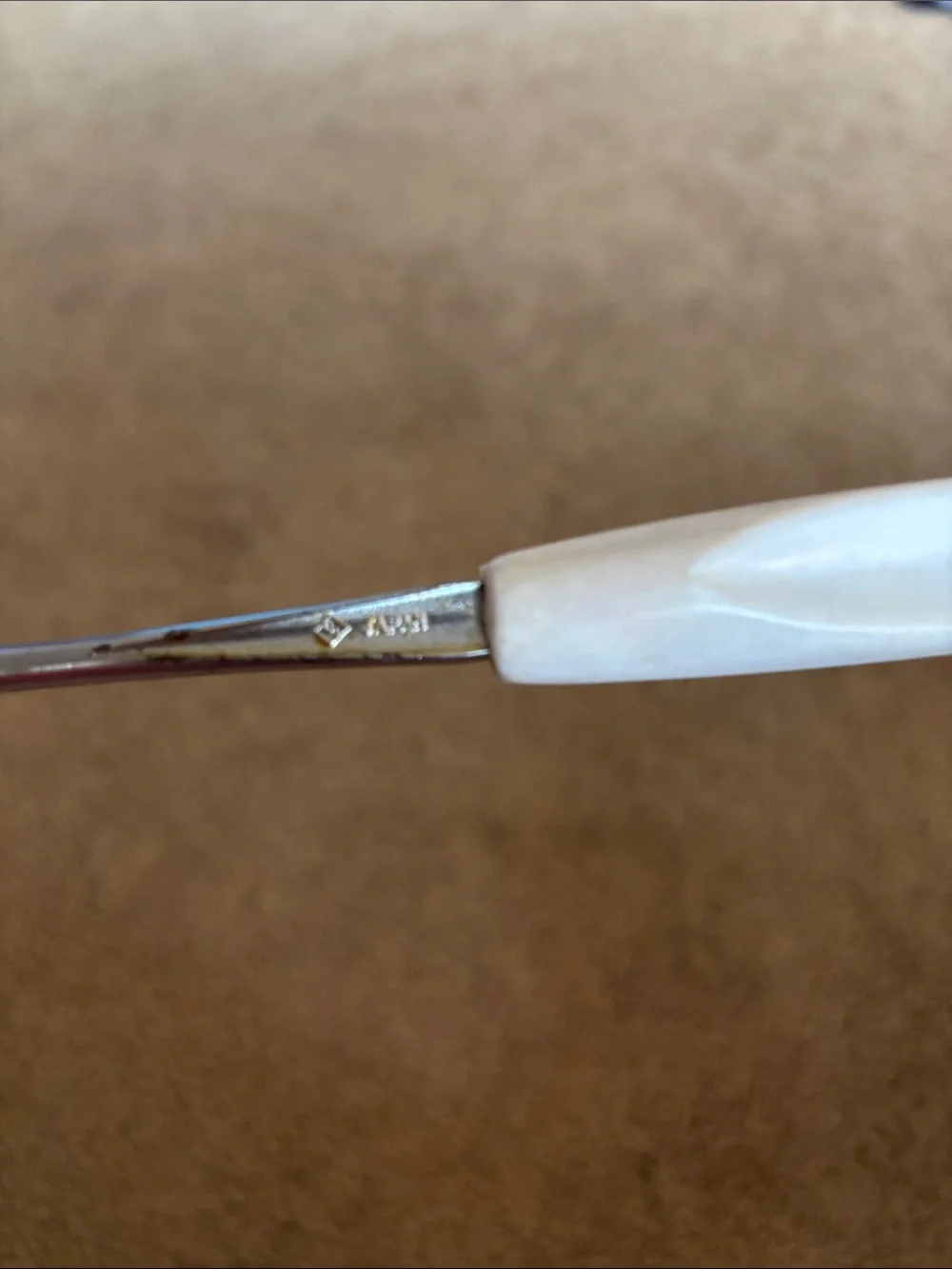 Vintage serving spoon Japan daisies and blue